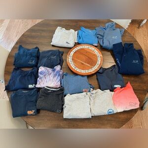 Men’s medium and large- long sleeves, short sleeves, and (2) quarter zip jackets